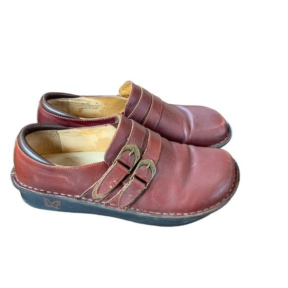 Alegria All-662 Alli Womens 6-6.5/36 Slip On Shoes Brown Leather Nurse Clogs Gre - Picture 2 of 10